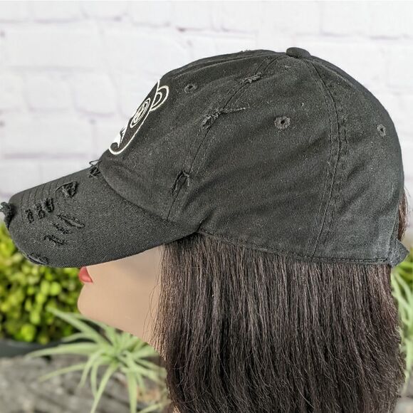 OREO BAWS Strapback Distressed Dad Hat - Black - Picture 3 of 8